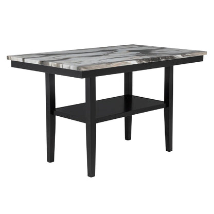 5 Piece Counter Dining Set With Table, Chairs - Black / Brown