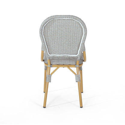 Outdoor Rattan And Aluminum Armless French Bistro Chairs (Set of 2) - Dark Gray