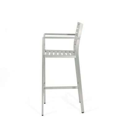 Outdoor Aluminum Rust Proof Barstools (Set of 2) - Silver