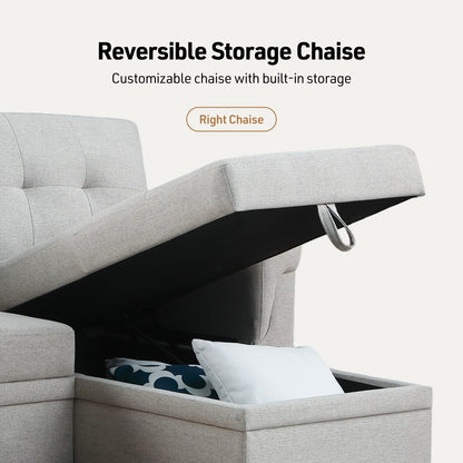 Lucca - Reversible Sleeper Sectional Sofa With Storage Chaise