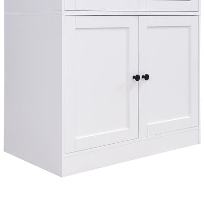 Tall Arched Top Storage Cabinet With 5 Tier Shelves, Soft Close Hinges