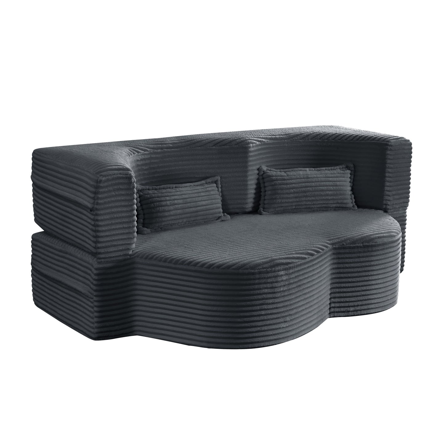 Floor Convertible Sleeper Sofa Bed With 2 Pillows