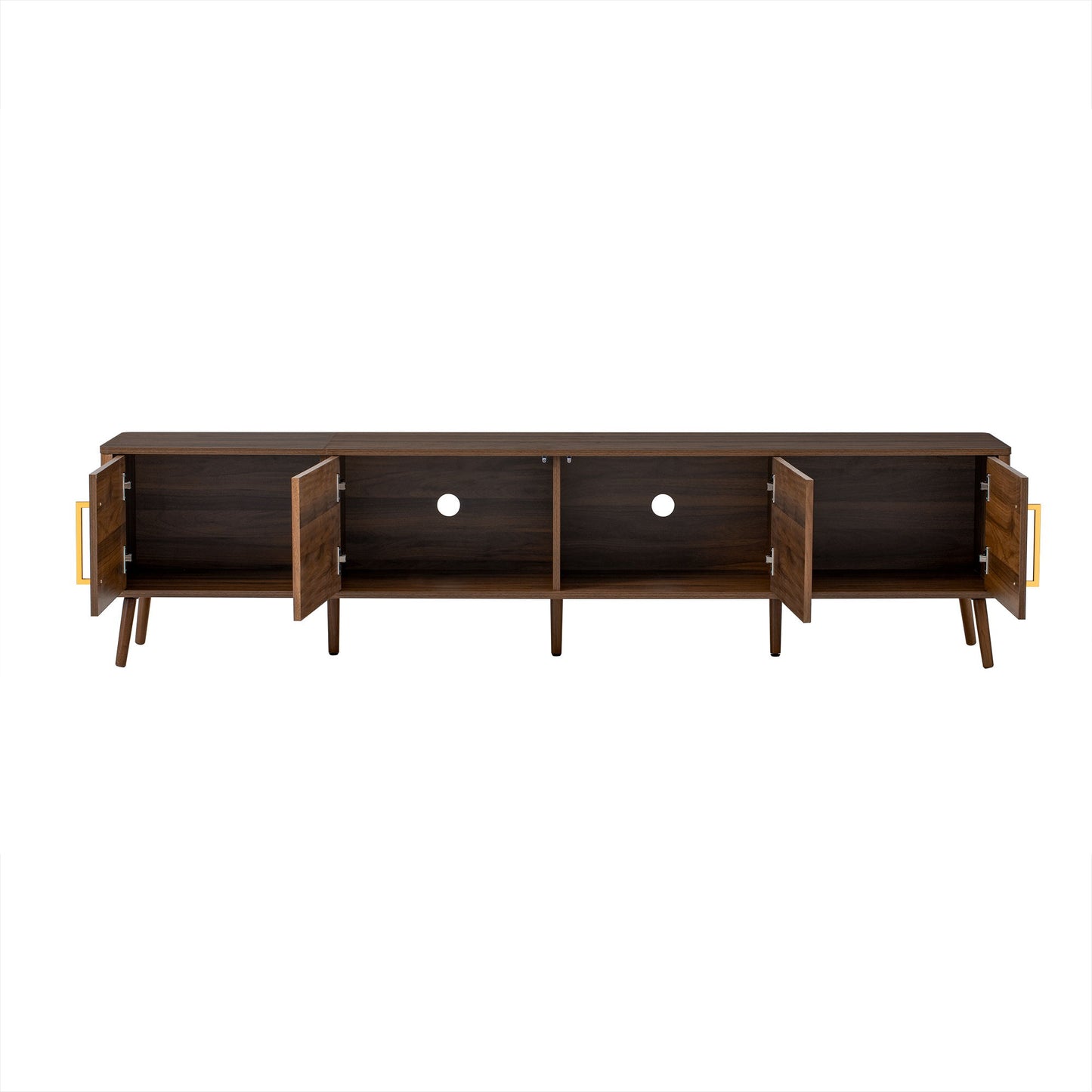 TV Stand For TVs Up To 85" With Fluted Door, Cable Management, Soft-Closing Hinges - Walnut