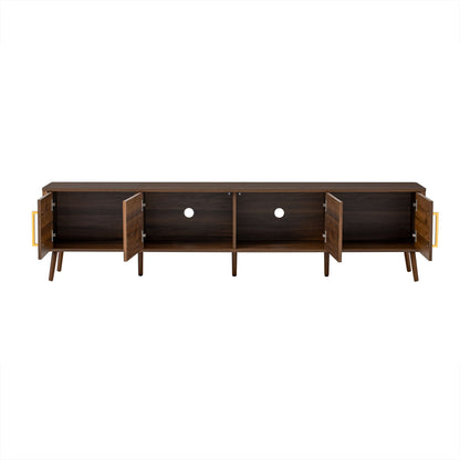 TV Stand For TVs Up To 85" With Fluted Door, Cable Management, Soft-Closing Hinges - Walnut