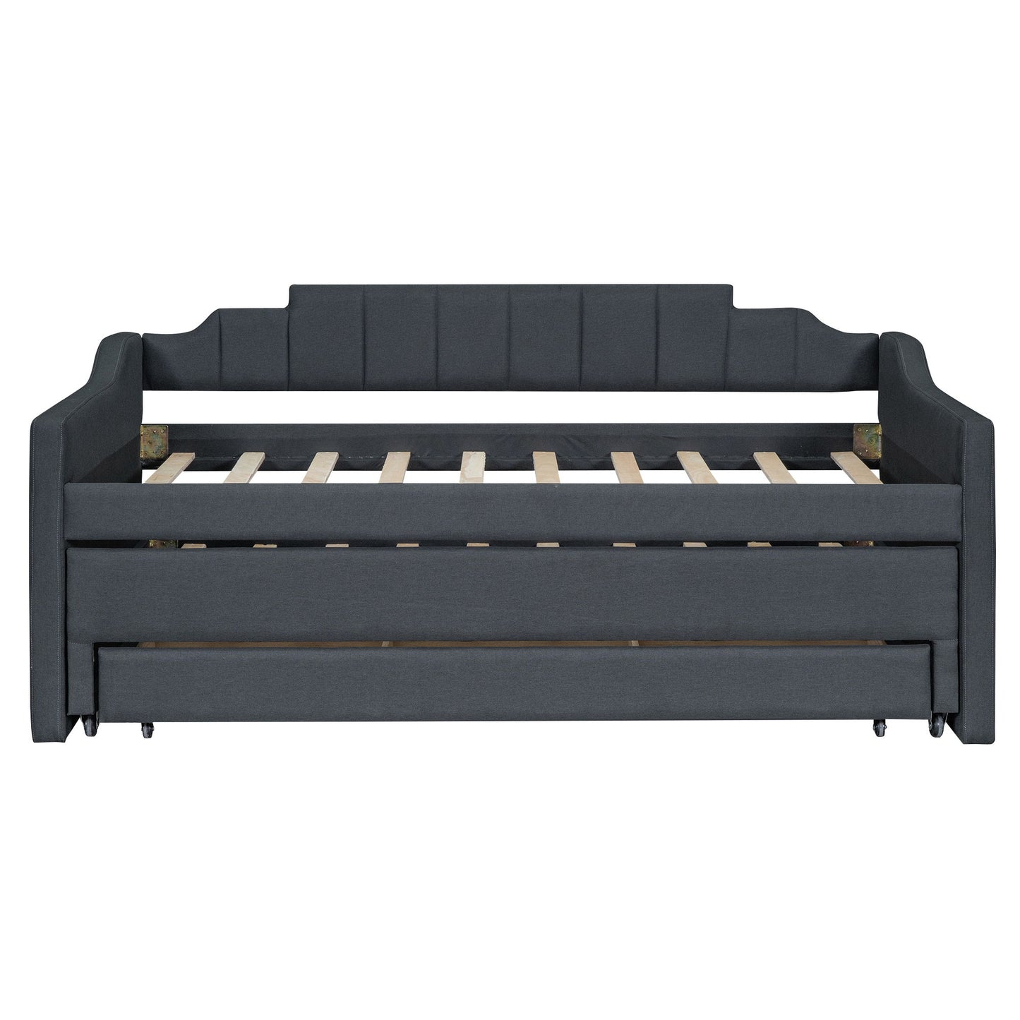Upholstered Simple Design Daybed With Trundle And 3 Drawers