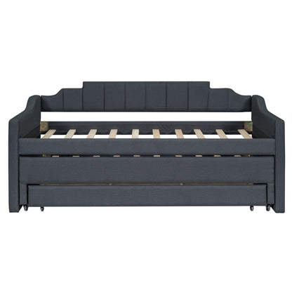 Upholstered Simple Design Daybed With Trundle And 3 Drawers