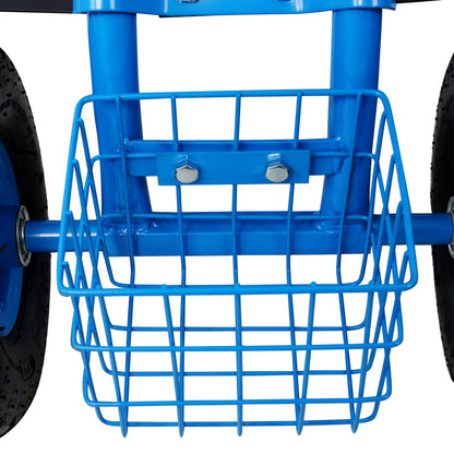 Rolling Garden Scooter Cart Seat With Wheels, 360 Swivel Seat, Tool Tray
