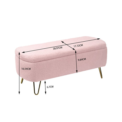 Storage Ottoman Bench For End Of Bed Legs, Modern Camel Faux Fur Entryway Bench Upholstered Padded With Storage For Living Room Bedroom