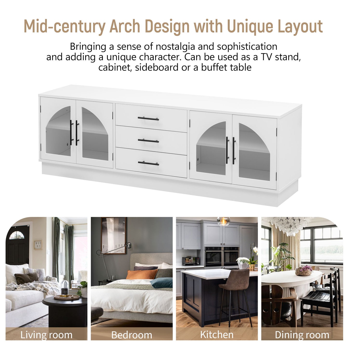Modern Minimalist TV Stand, Entertainment Center Media Console Cabinet With Adjustable Shelves For Living Room
