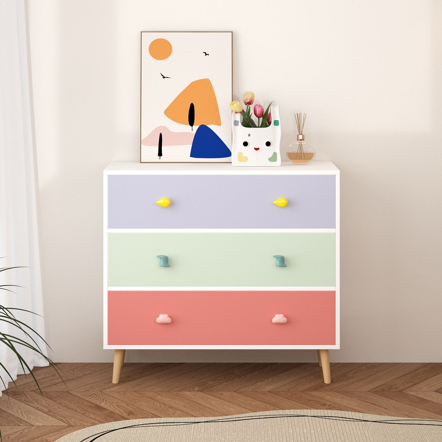 3 Drawer Dresser, Storage Cabinet With Anti Tip Safety