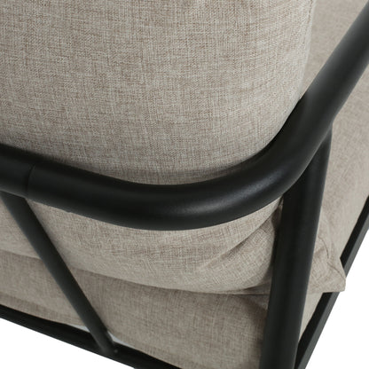 Leora - Modern Minimalist Round Tube Sofa Chair With Cushions - Beige / Black