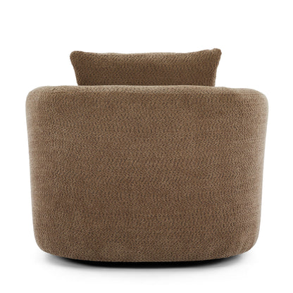 360° Swivel Barrel Sofa Chair With Throw Pillow, Upholstered Accent Chair