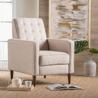 Mid-Century Modern Recliner With Button Tufted Waffle Stitch