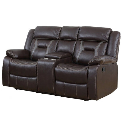 Modern Reclining Loveseat With Console, Cup Holders, Storage