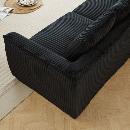Minimalist Sofa With Curved Lines And Horn Shaped Throw Pillows