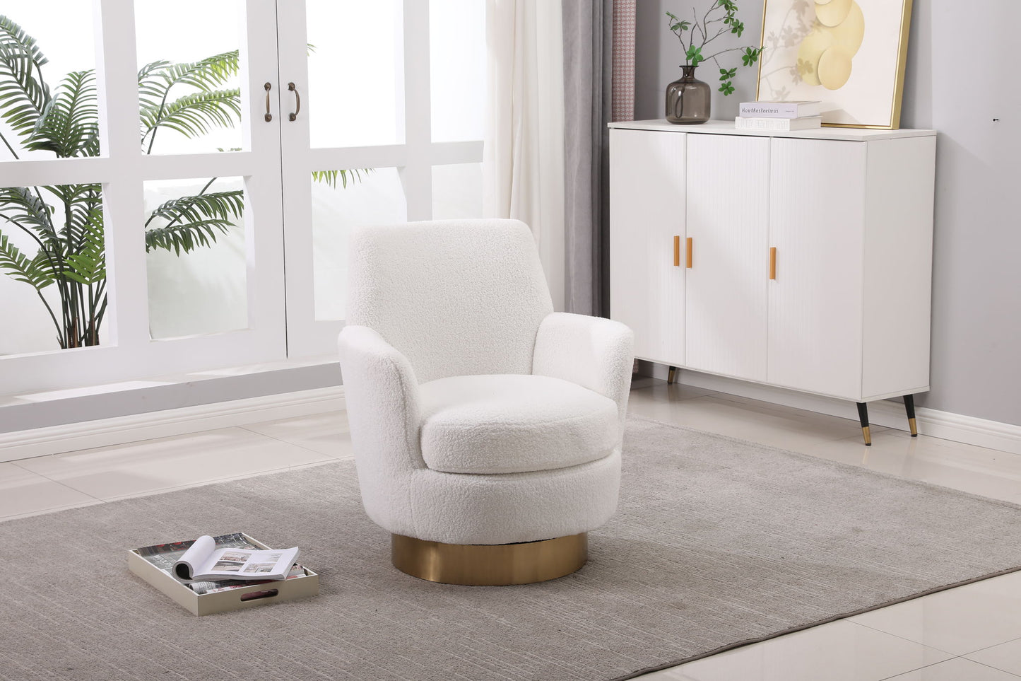 Teddy Swivel Barrel Chair, Swivel Accent Chairs Armchair For Living Room