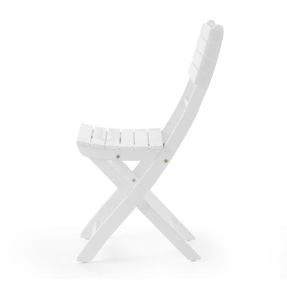 Outdoor Foldable Wood Dining Chair With Slat Design (Set of 2)