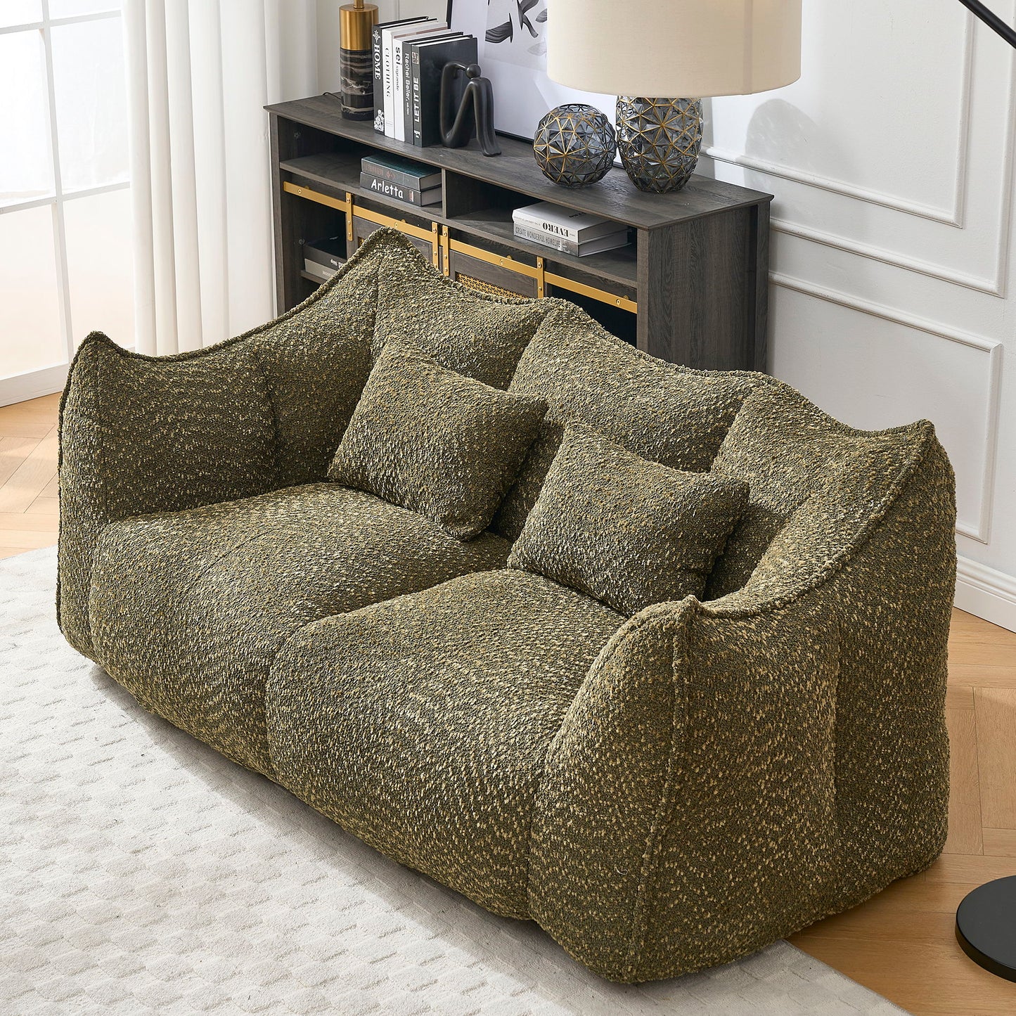 Comfortable Dual Beanbag Chair With High Resilience Foam Core For 2 People