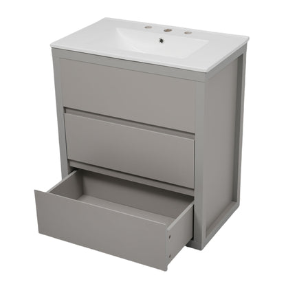 Double Sinks Bathroom Vanity Set With 2 Ceramic Basins