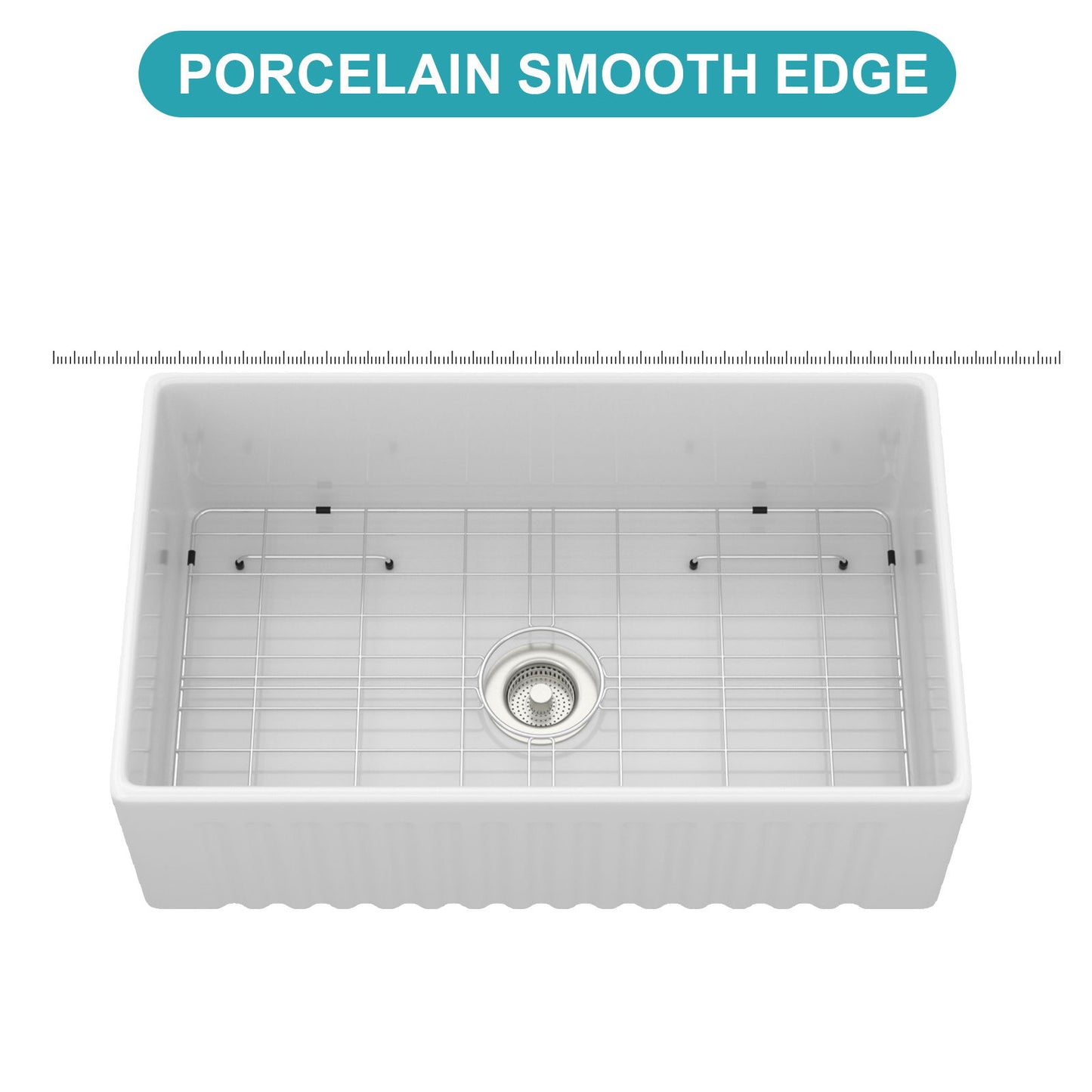 Apron-Front Reversible Single Bowl Kitchen Sink With Accessories - White
