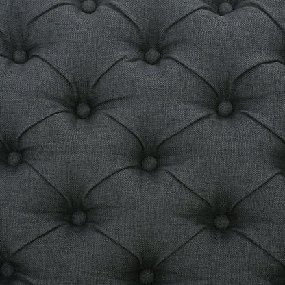 Contemporary Storage Ottoman With Tufted Top - Dark Gray