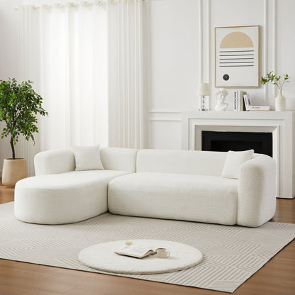 L - Shape Boneless Cloud Couch With 2 Throw Pillows For Living Room