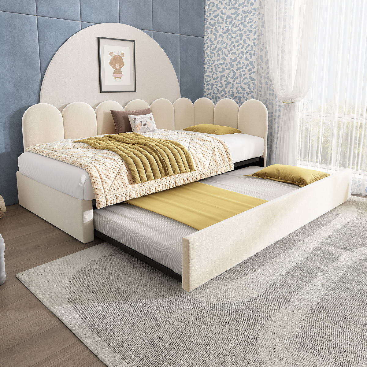 Upholstered Daybed With Metal Slatted Base