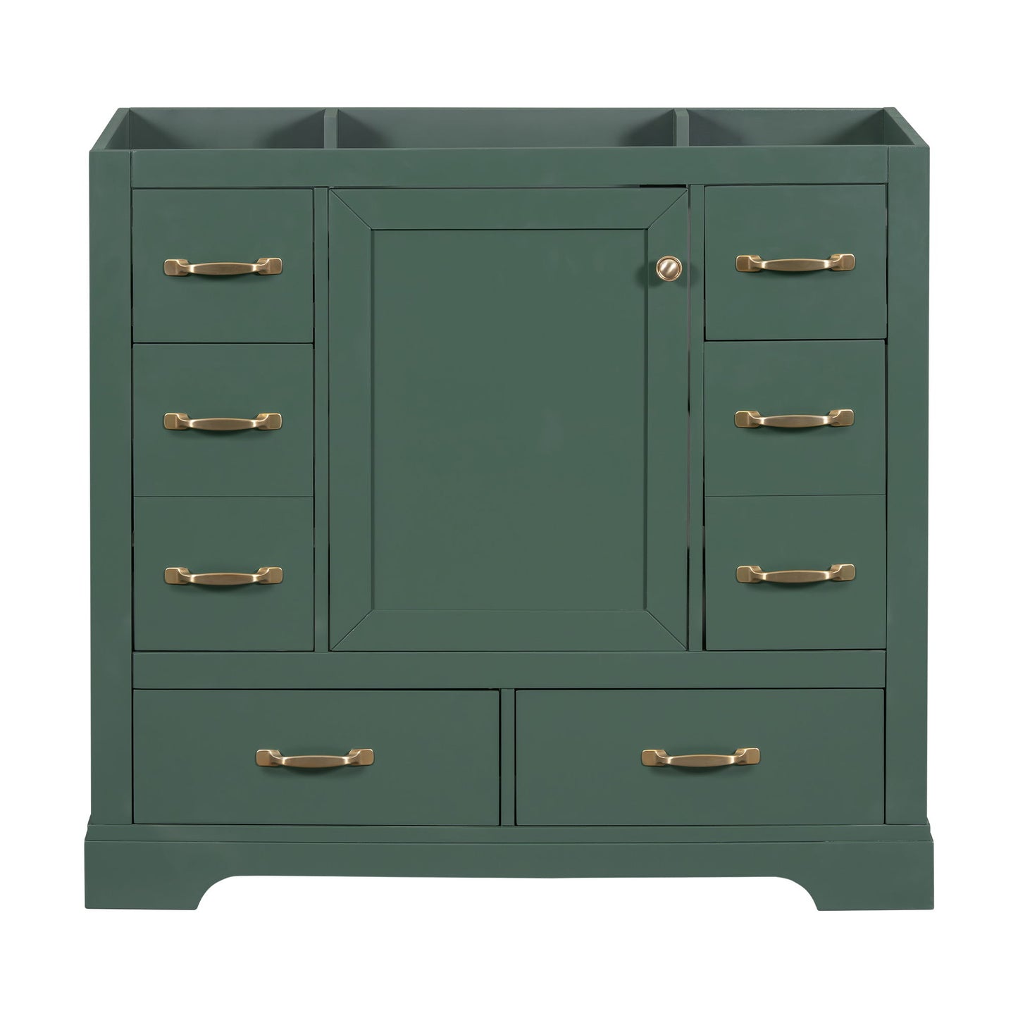 Modern Bathroom Vanity Base Only, 6 Drawer Storage With Adjustable Shelf