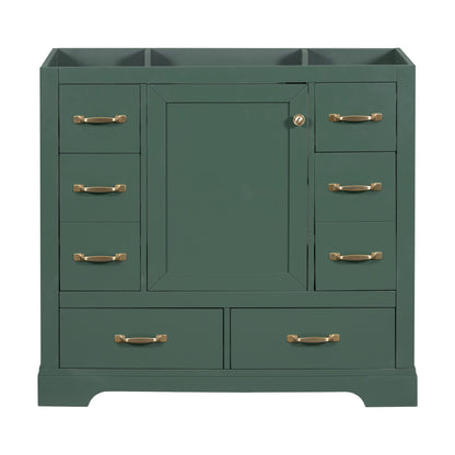 Modern Bathroom Vanity Base Only, 6 Drawer Storage With Adjustable Shelf