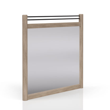 Queen Canopy Bedroom Set With A 2 Drawer Nightstand A Dresser With Poster Mirror And A Door Chest - Sand
