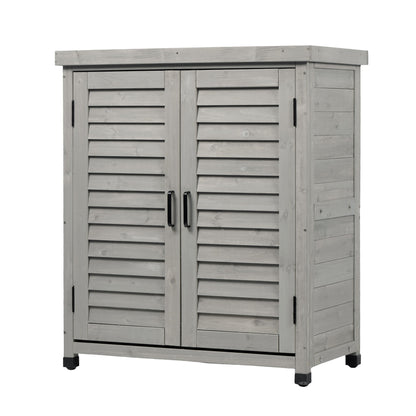 Potting Bench With Storage Cabinet And Metal Table Top For Outdoor