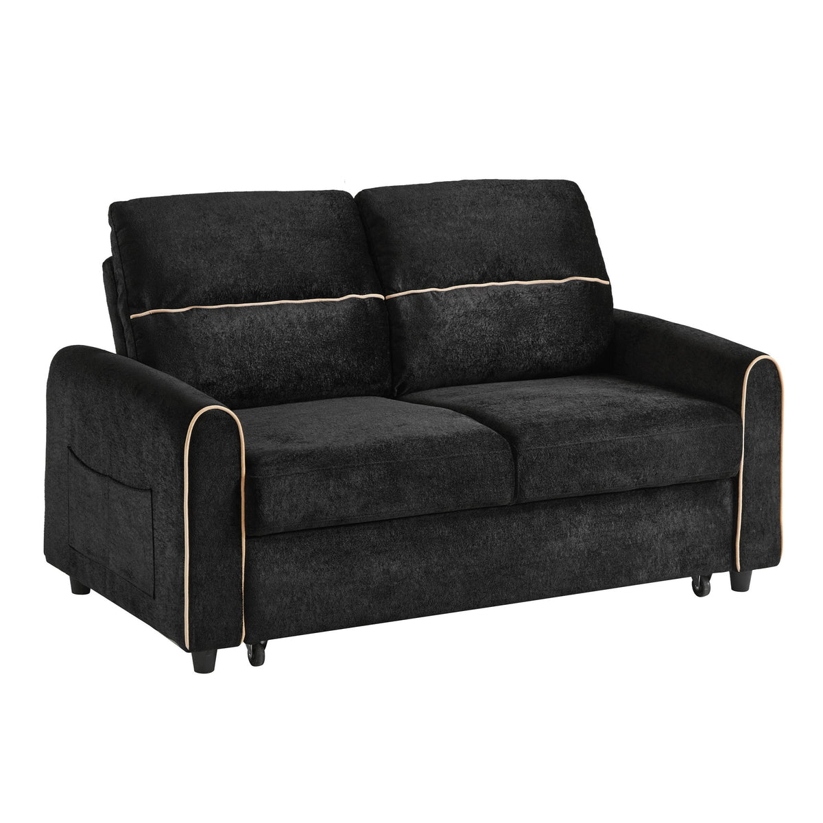 Pull Out Sofa Bed With Adjustable 3 Position Backrest, USB Charging Ports, Side Pockets