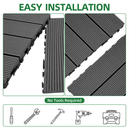 DIY Interlocking Deck Tiles Waterproof Outdoor And Indoor Flooring - Gray