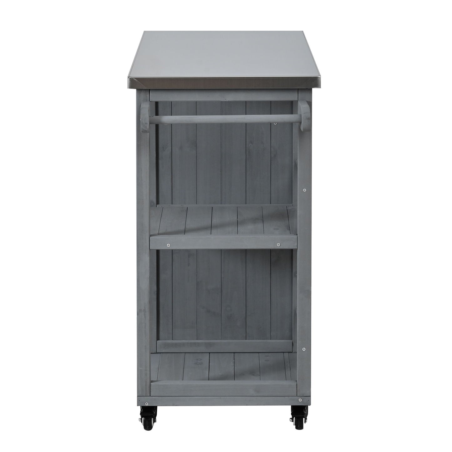 Outdoor Kitchen Island Prep Station With Lockable Wheels, Ample Storage, Towel & Spice Racks