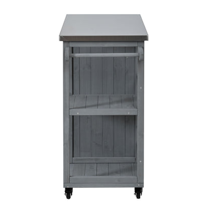 Outdoor Kitchen Island Prep Station With Lockable Wheels, Ample Storage, Towel & Spice Racks
