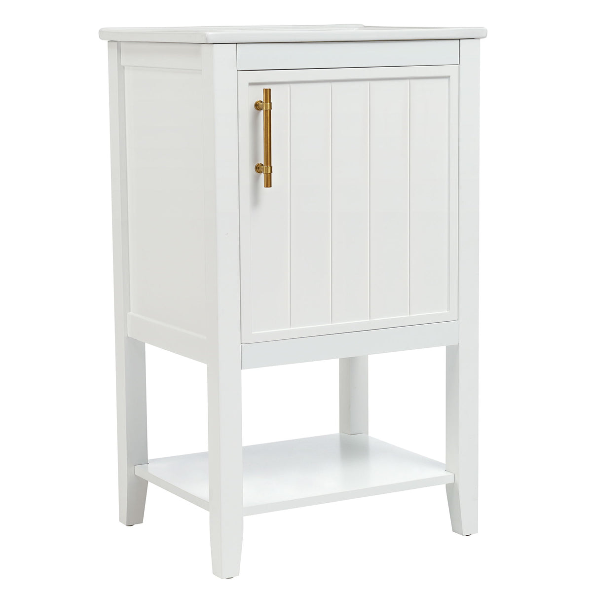 Modern Bathroom Vanity With Sink, Soft-Closing Door And Open Shelf