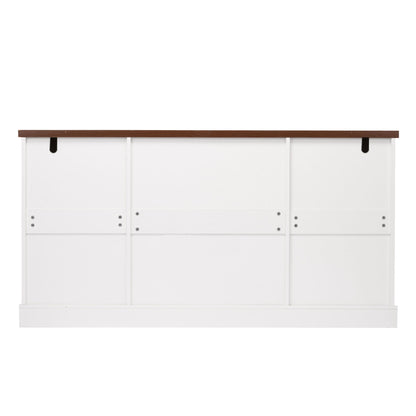 Barn Door Storage Cabinet With 2 Drawers & Door Rack, Adjustable Shelves