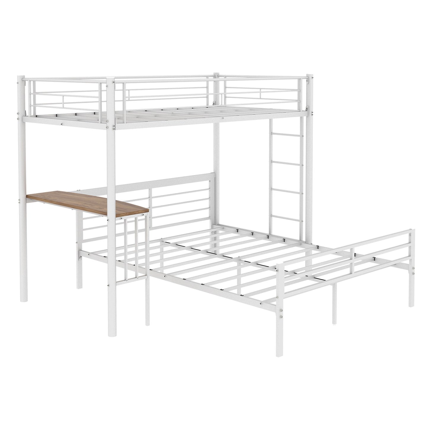 Bunk Bed With Built In Desk & Guardrail Frame