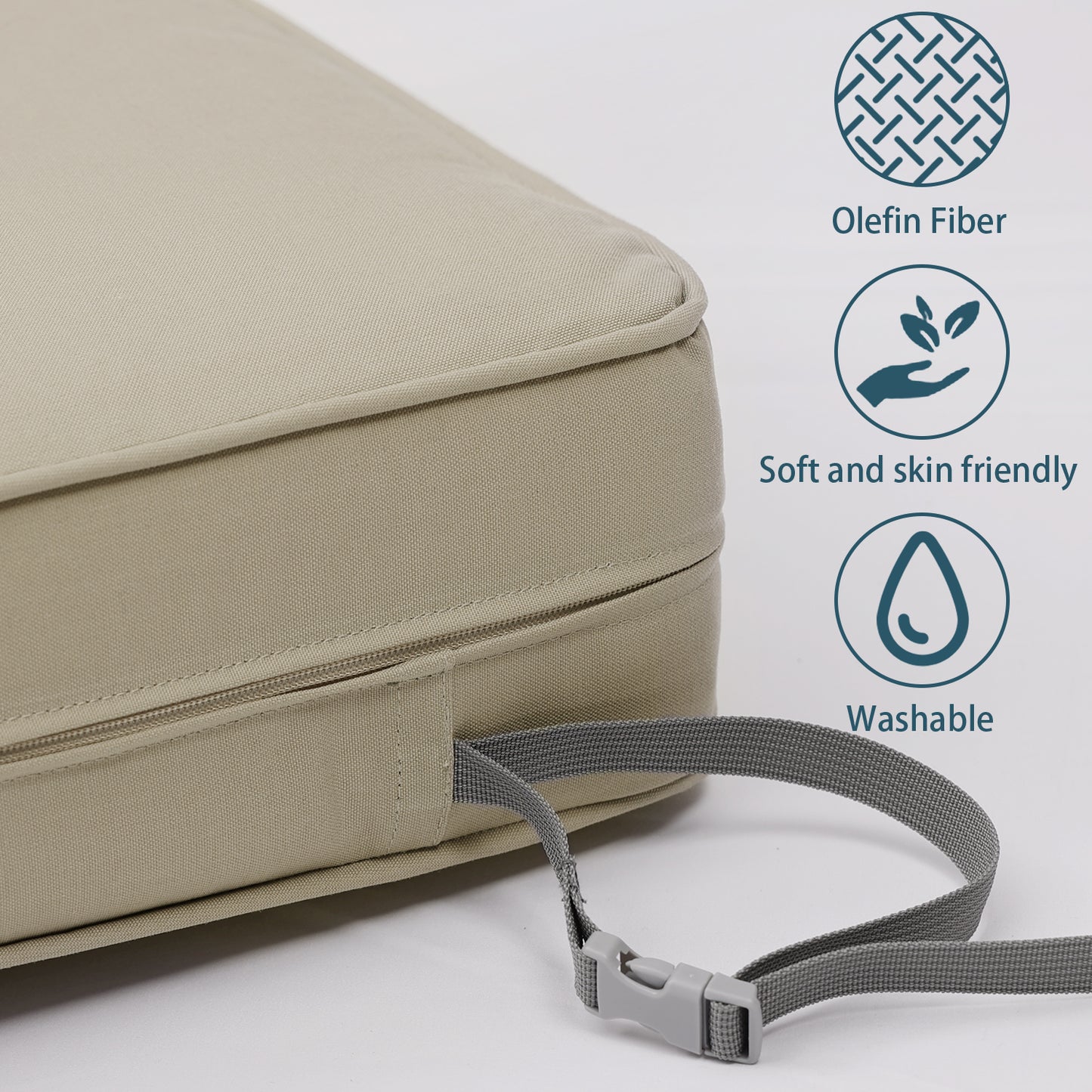 Patio Deep Chair Cushion - Set of 2 - Total 6 pieces (Brown)