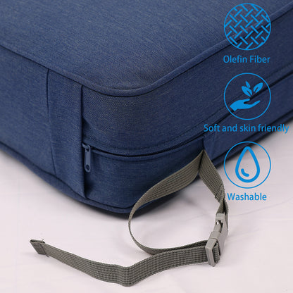 Patio Deep Chair Cushion - Set of 2 - Total 6 pieces (Dark Blue)