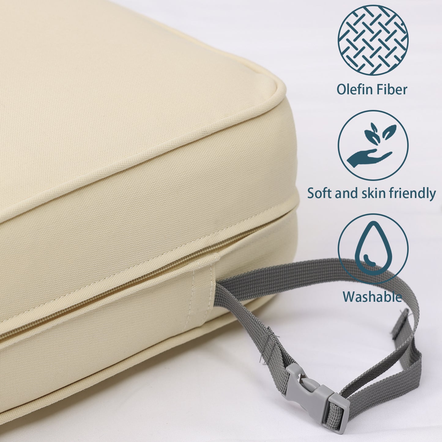 Patio Deep Chair Cushion - Set of 2 - Total 6 pieces (Beige)