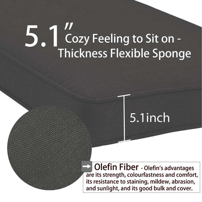Patio Deep Chair Cushion - Set of 2 - Total 6 pieces (Charcoal)