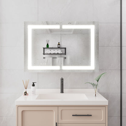 Medicine Cabinet With LED Vanity Mirror, Anti-Fog, Waterproof, Dimmable With Touch Switch