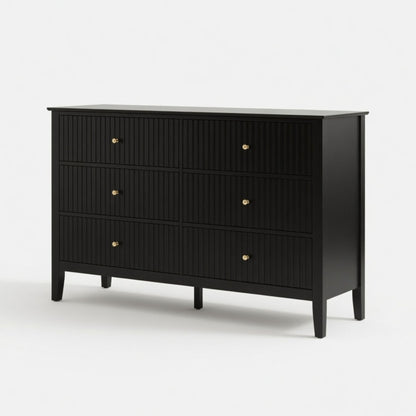 Modern 6 Drawer Fluted Dresser