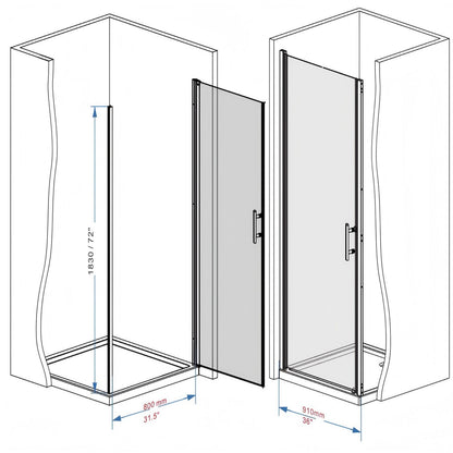 Shower Door With Glass And Explosion Proof Safety Film