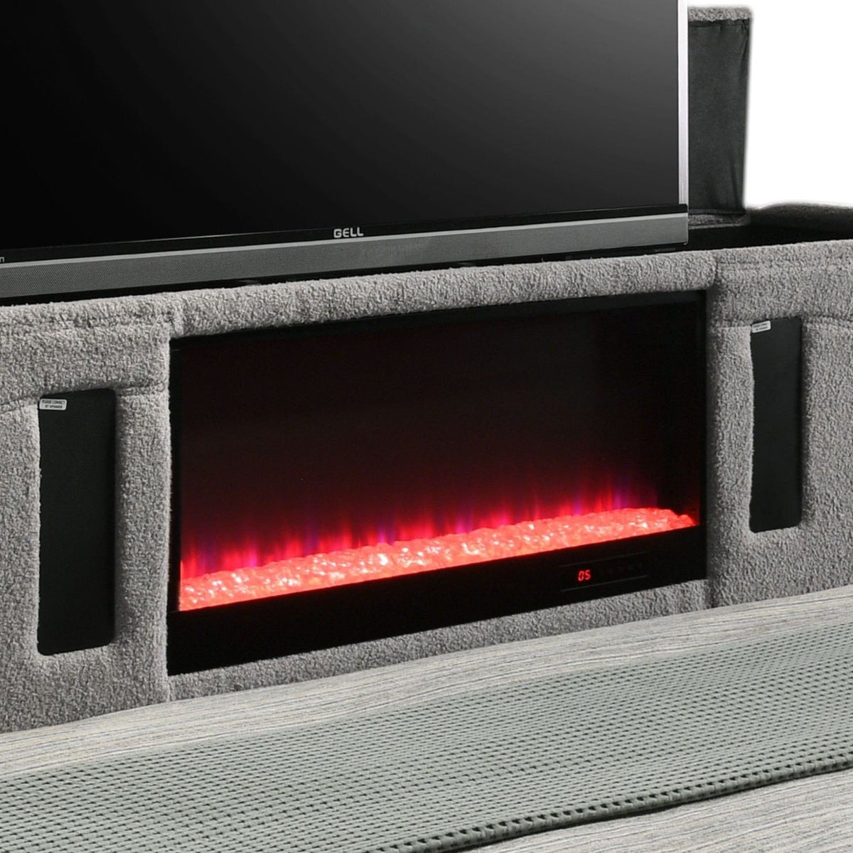 Shelyn - Bed With LED, TV Stand, Fireplace & Bluetooth