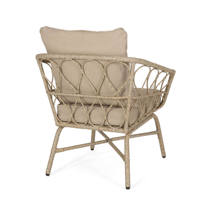 Bruce - Outdoor Club Chair Set With Water Resistant Cushions Rattan And Iron - Brown