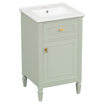 Bathroom Vanity With Sink, Adjustable Shelf, Tilt-Out Drawer