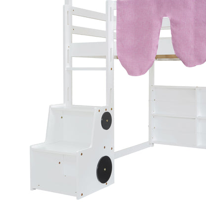 Loft Bed With House Shaped Frame And Tent