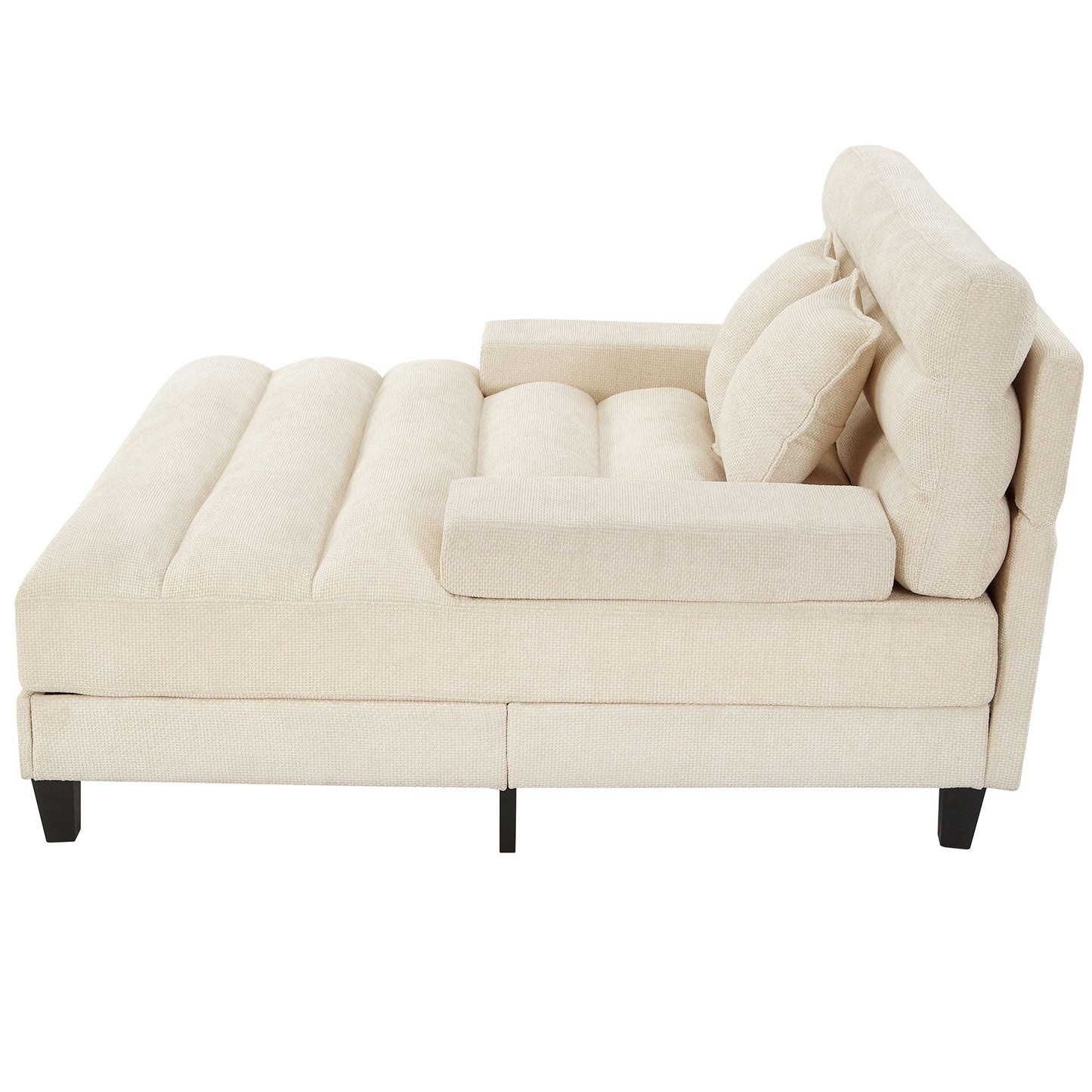 Chaise Bed Lounge Sofa Chair With Adjustable Backrest And LED Light Strip